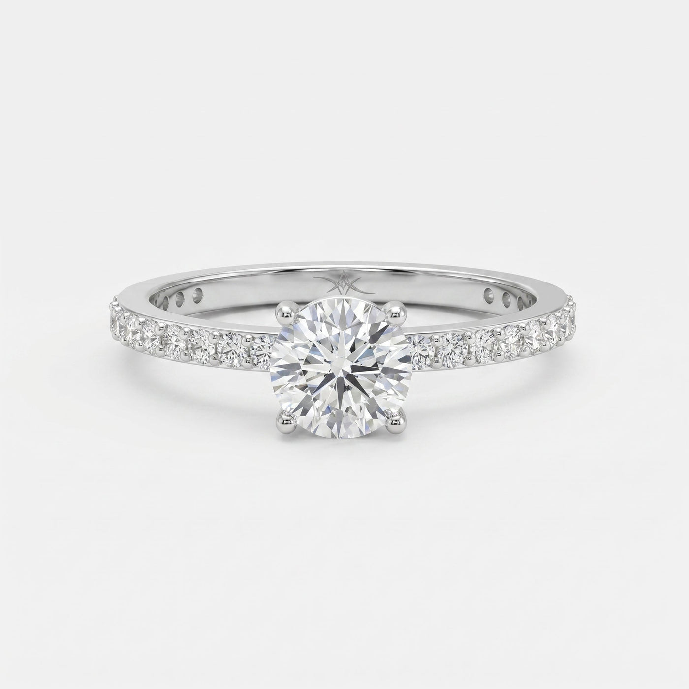 Round cut Side Stone diamond Engagement ring, view 6