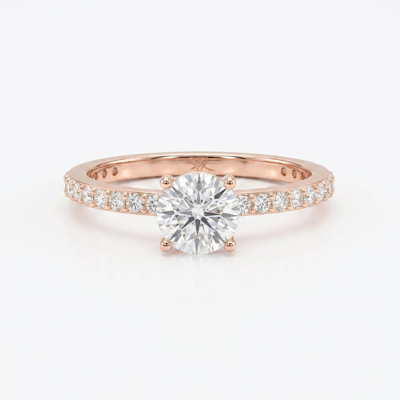 Round cut Side Stone diamond Engagement ring, view 7