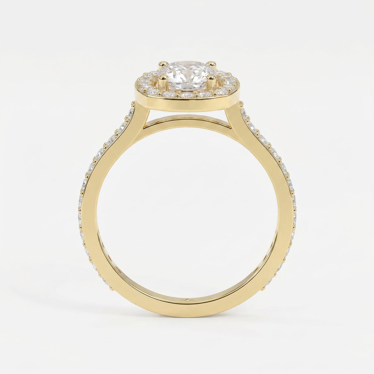 Elegant Cushion diamond Side Stone engagement ring, view 4