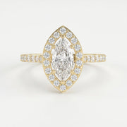 Marquise cut diamond Side Stone Engagement ring, view 1