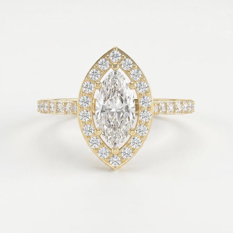 Marquise cut diamond Side Stone Engagement ring, view 1