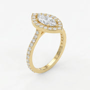 Marquise cut diamond Side Stone Engagement ring, view 3