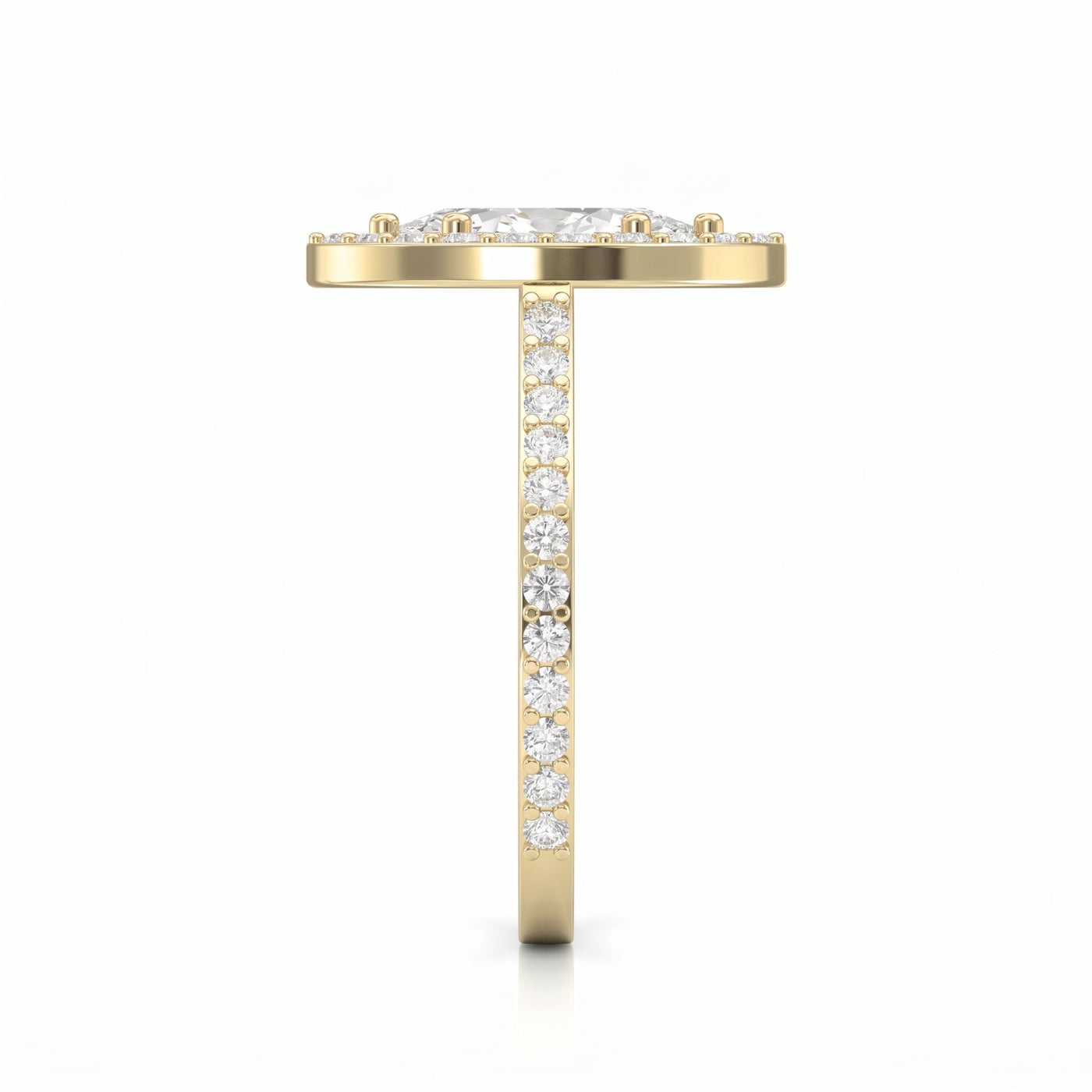 Marquise cut diamond Side Stone Engagement ring, view 4