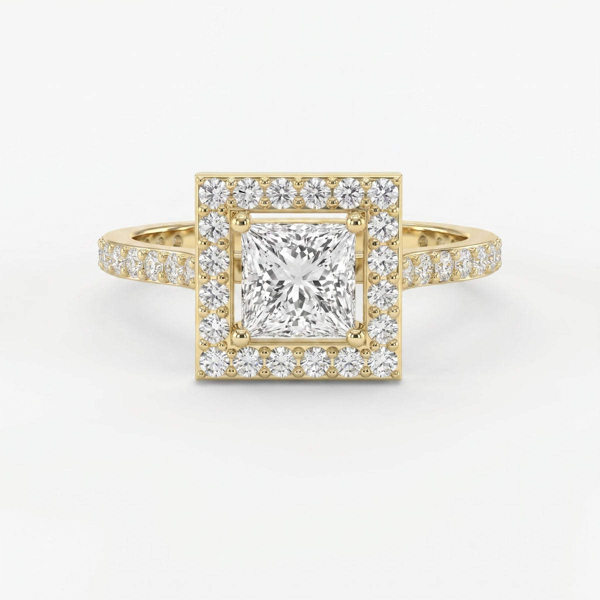 Princess Cut Diamond Side Stone Engagement Ring, view 1