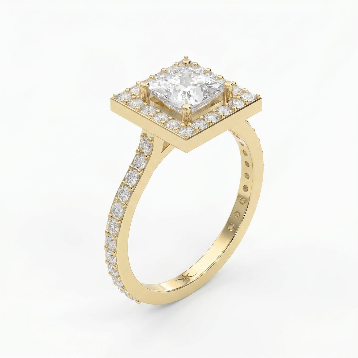 Princess Cut Diamond Side Stone Engagement Ring, view 3