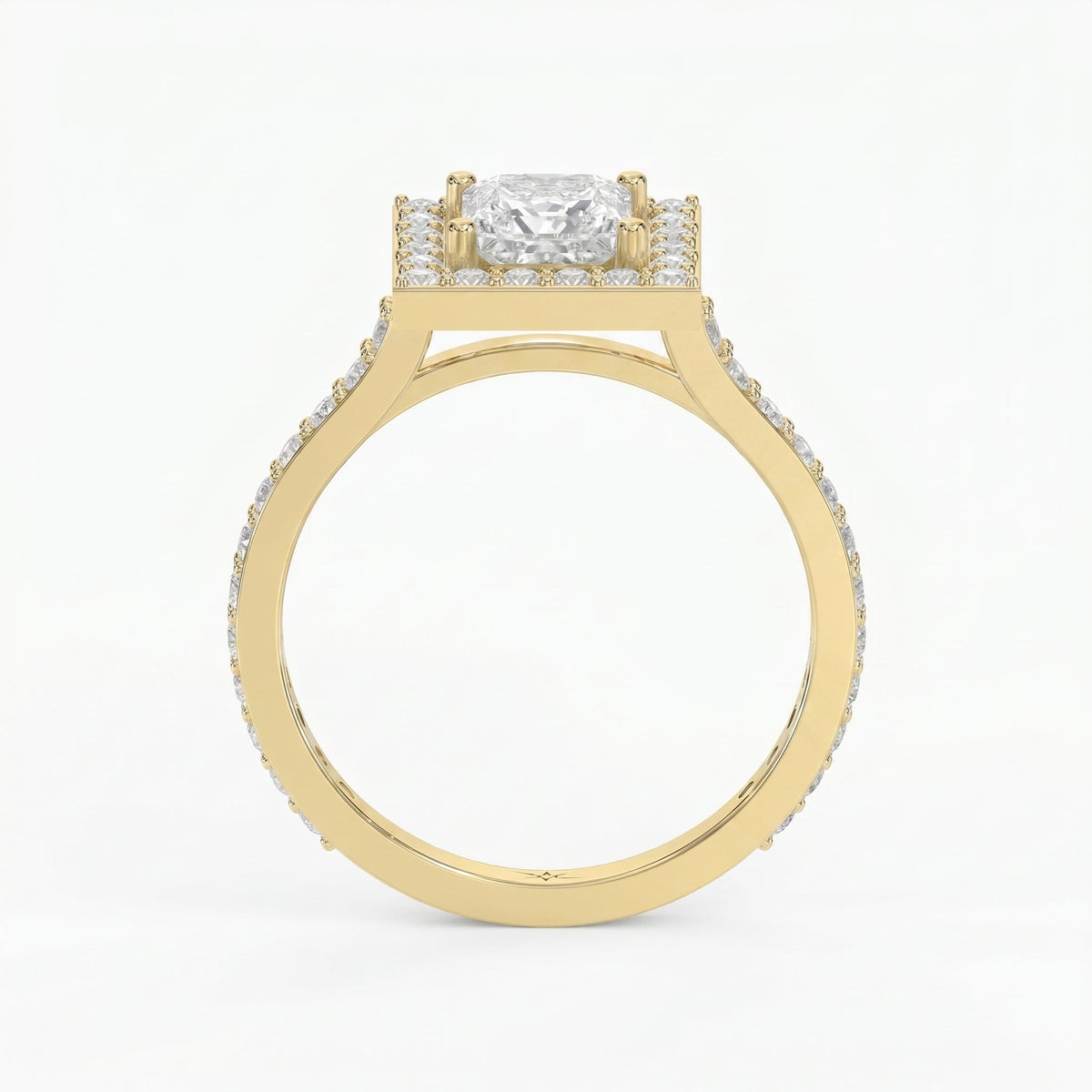 Princess Cut Diamond Side Stone Engagement Ring, view 5