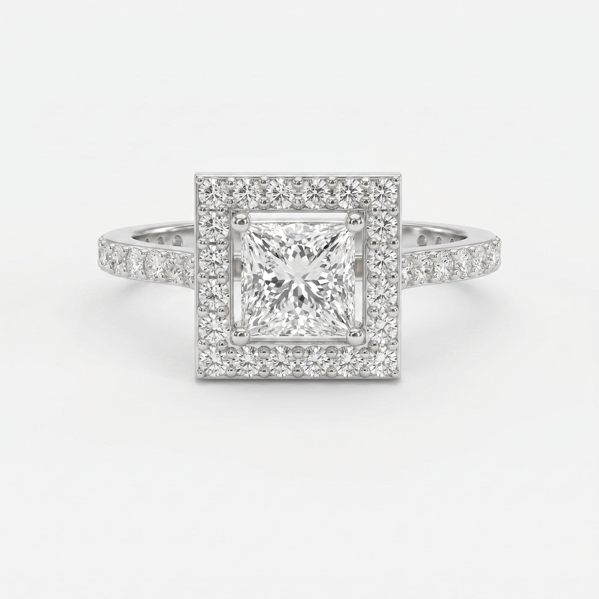 Princess Cut Diamond Side Stone Engagement Ring, view 6