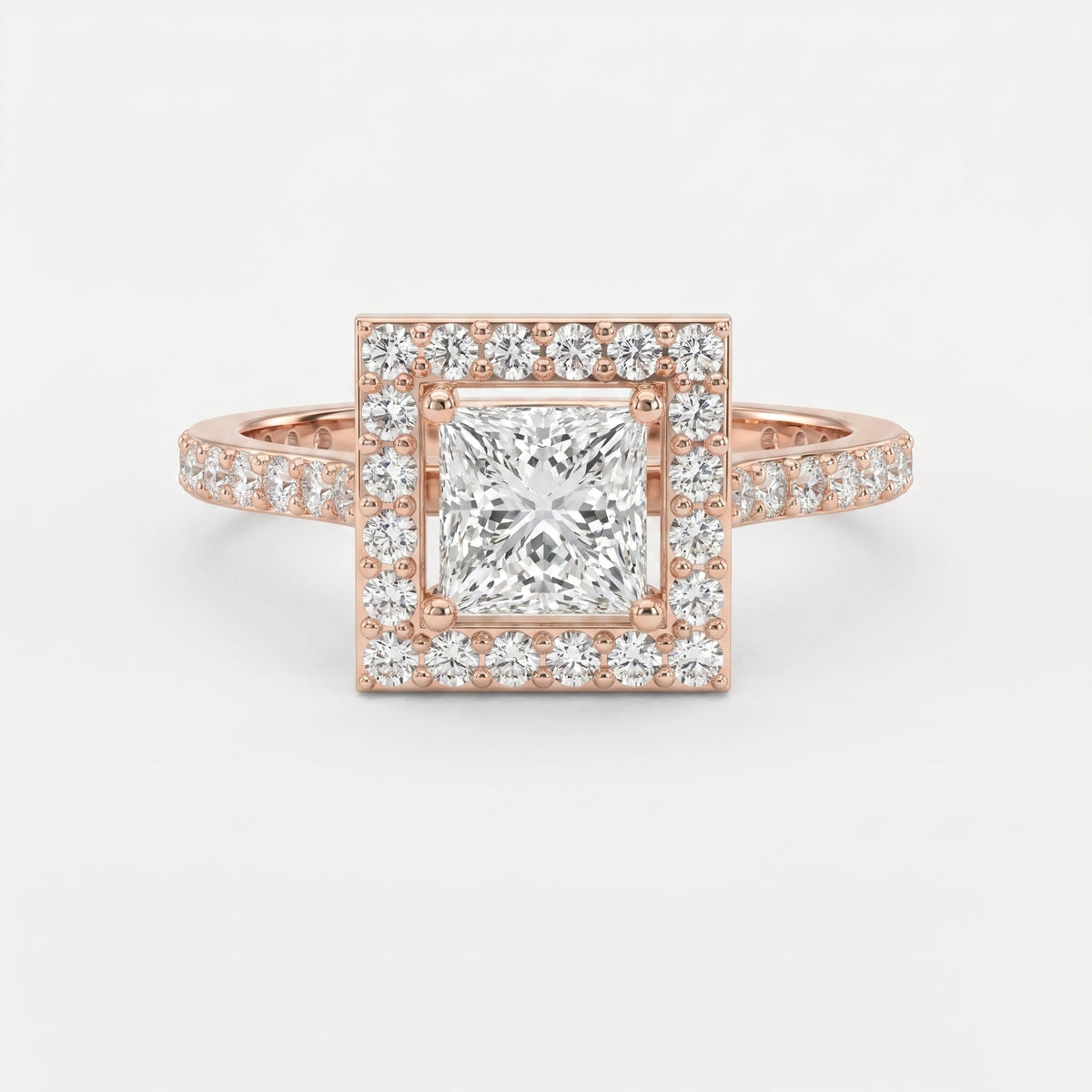 Princess Cut Diamond Side Stone Engagement Ring, view 7