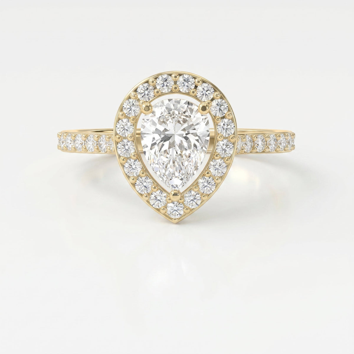 Pear Cut Diamond Side Stone Engagement Ring, view 1