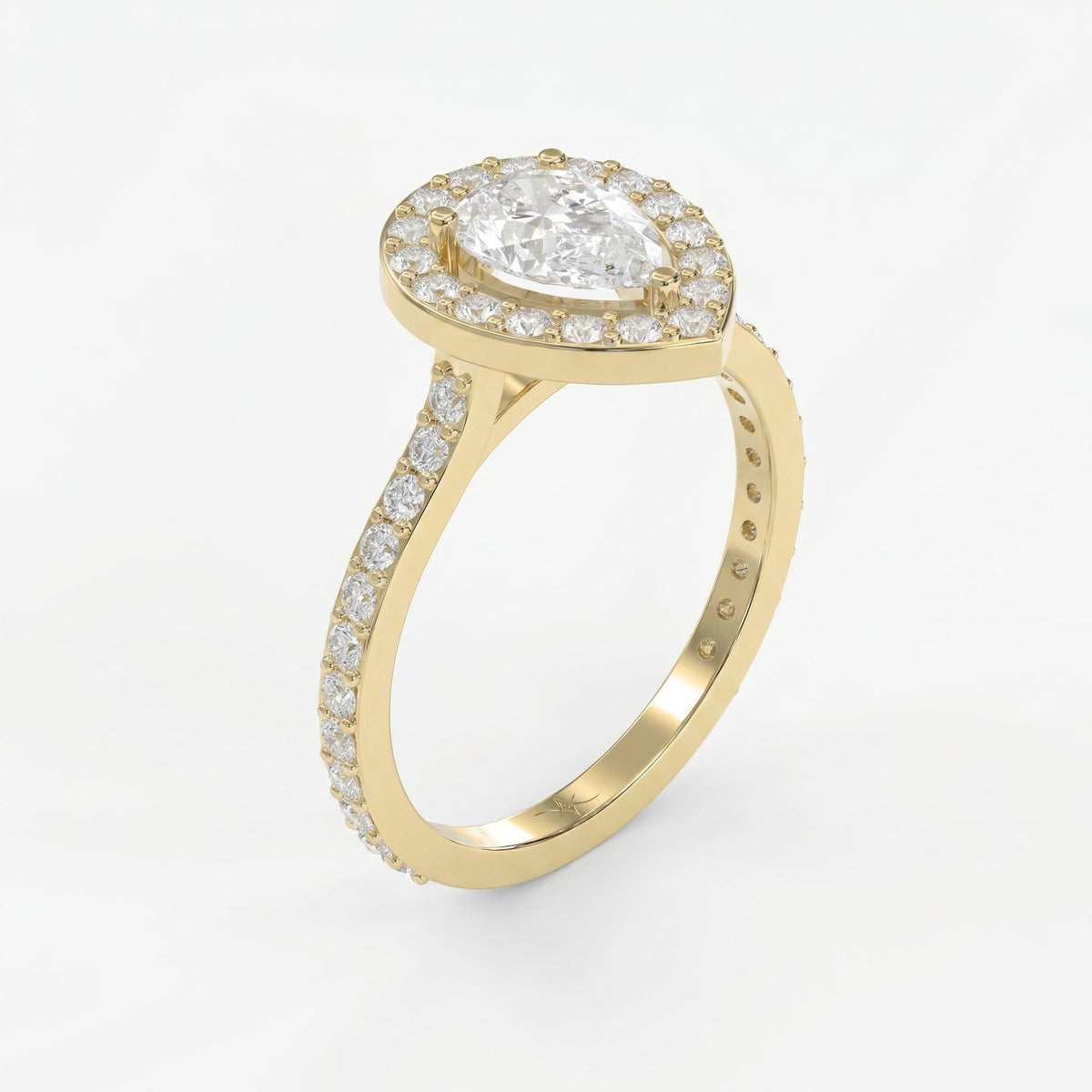 Pear Cut Diamond Side Stone Engagement Ring, view 3