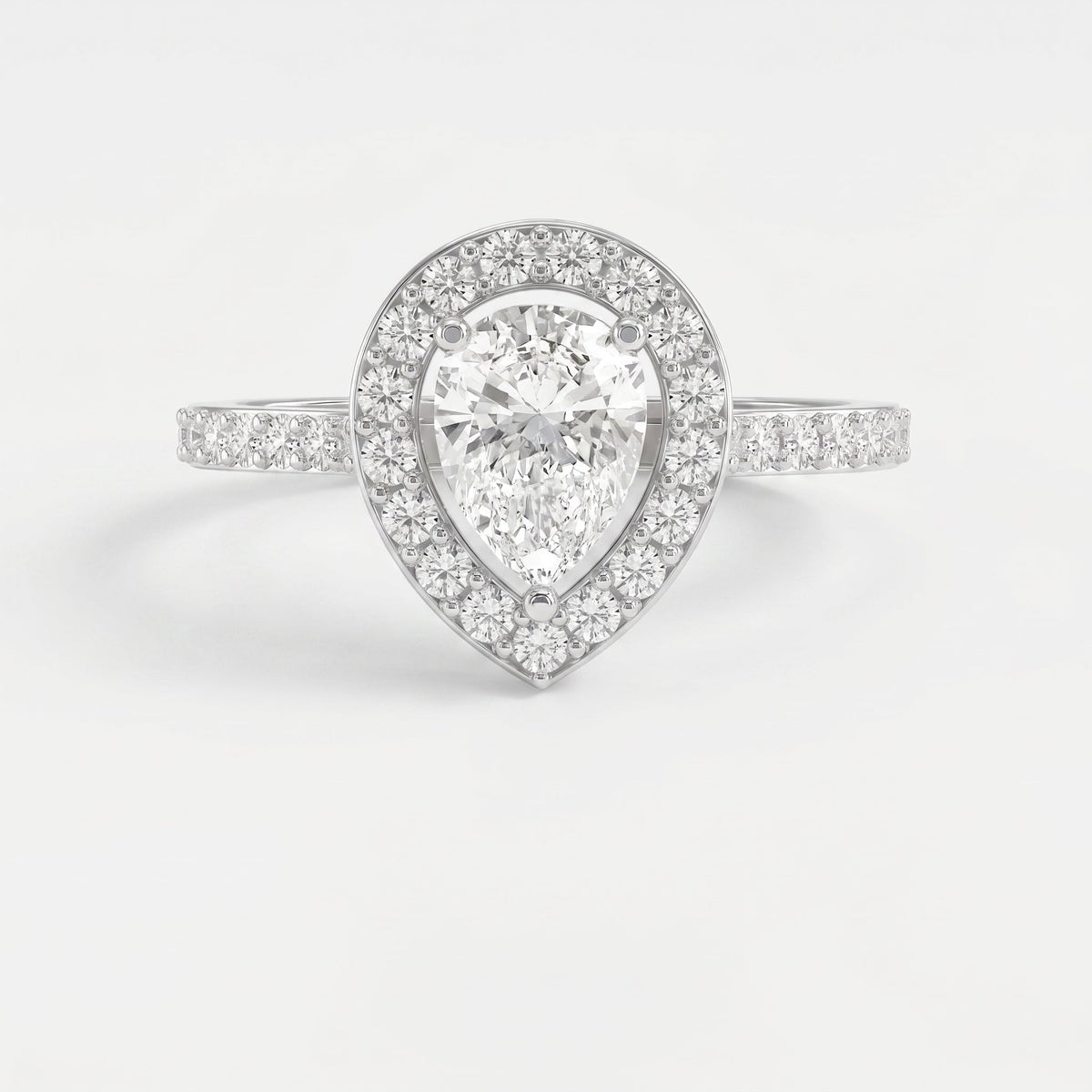 Pear Cut Diamond Side Stone Engagement Ring, view 6