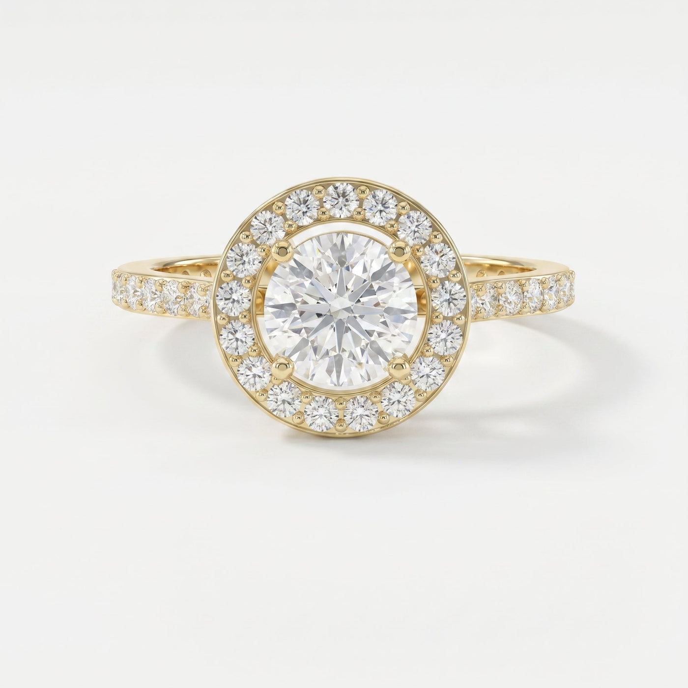Round Cut Diamond Side Stone Engagement Ring, view 1