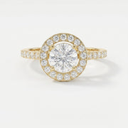 Round Cut Diamond Side Stone Engagement Ring, view 1