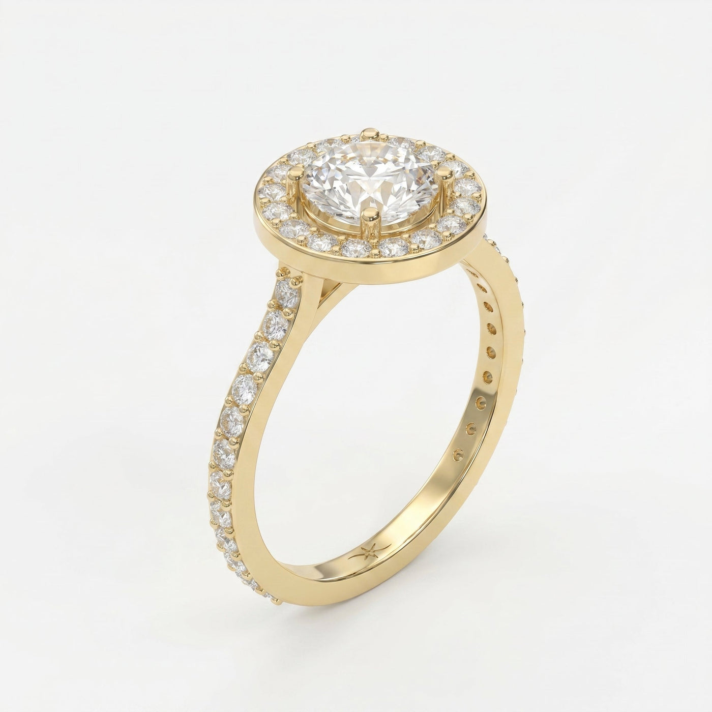 Round Cut Diamond Side Stone Engagement Ring, view 3