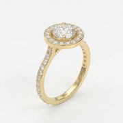 Round Cut Diamond Side Stone Engagement Ring, view 3