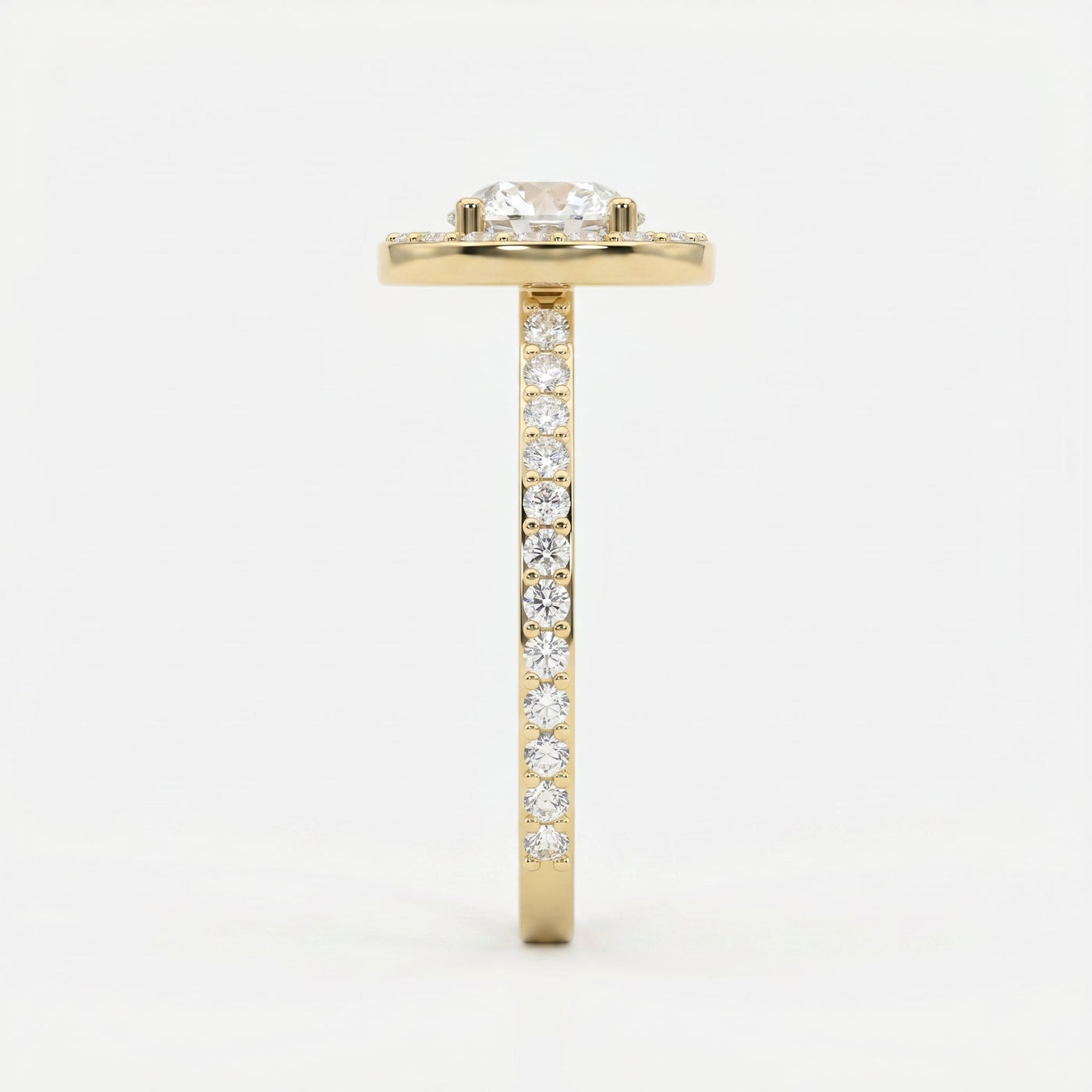 Round Cut Diamond Side Stone Engagement Ring, view 4