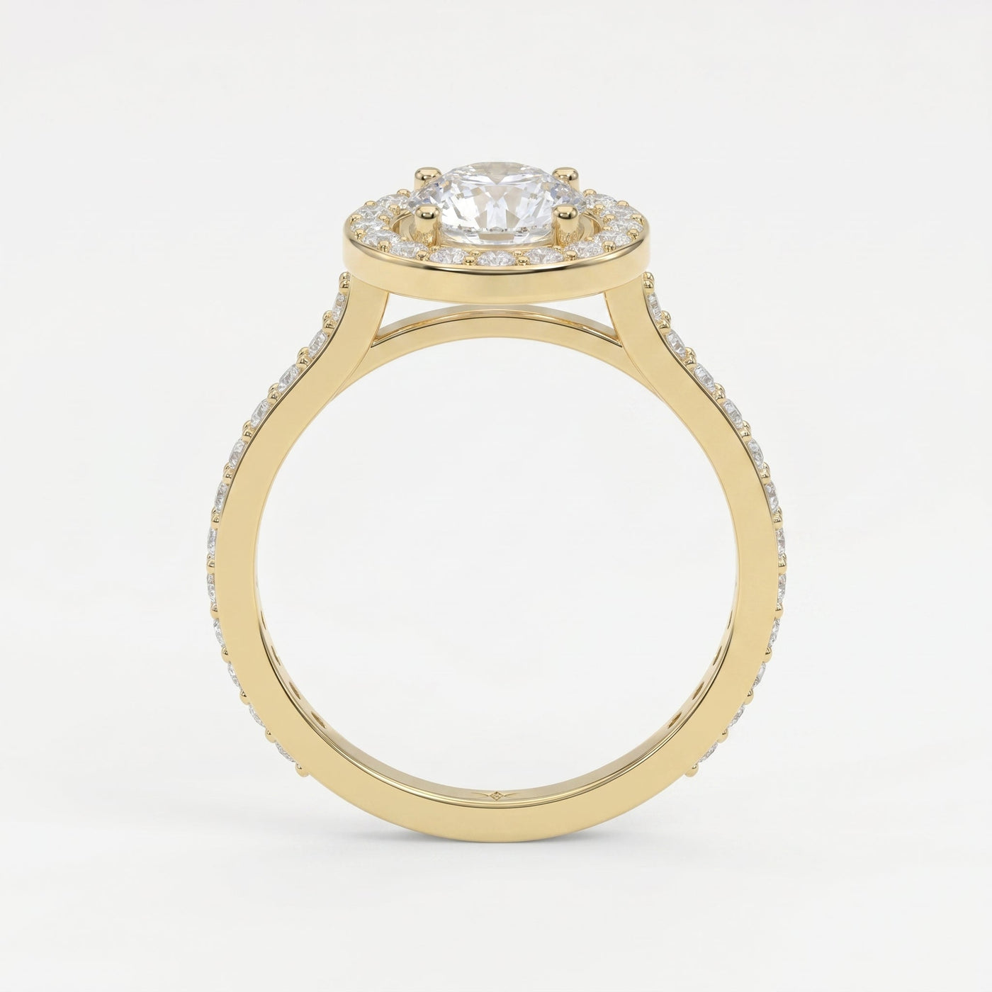 Round Cut Diamond Side Stone Engagement Ring, view 5