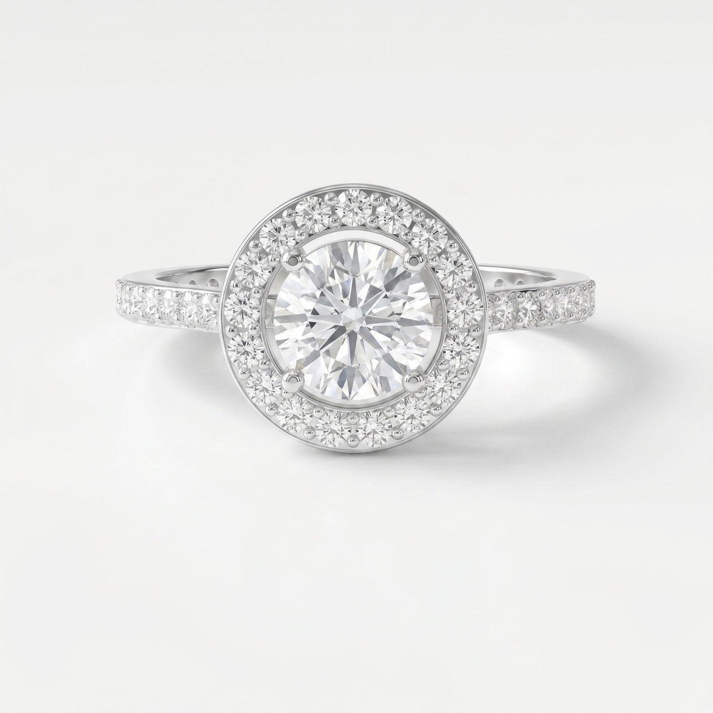 Round Cut Diamond Side Stone Engagement Ring, view 6
