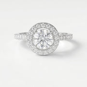 Round Cut Diamond Side Stone Engagement Ring, view 6