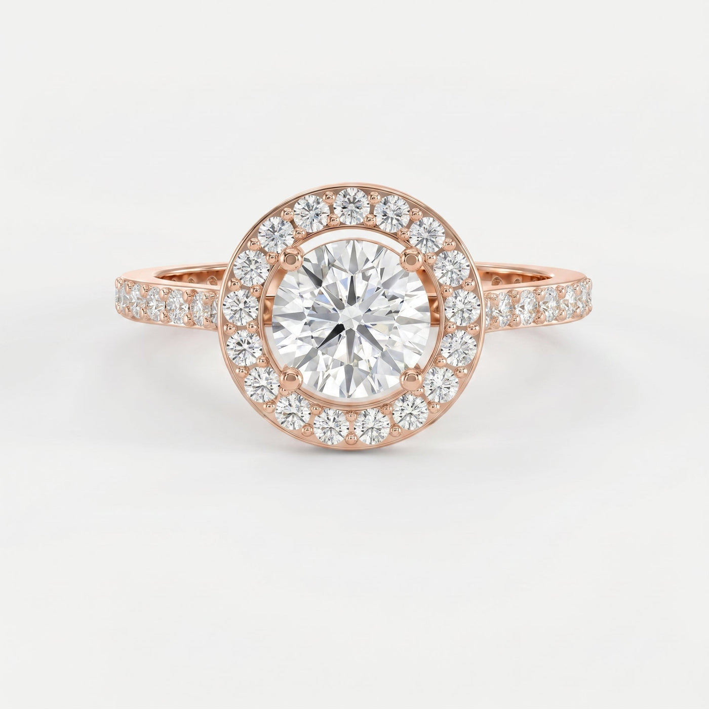 Round Cut Diamond Side Stone Engagement Ring, view 7