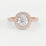 Round Cut Diamond Side Stone Engagement Ring, view 7