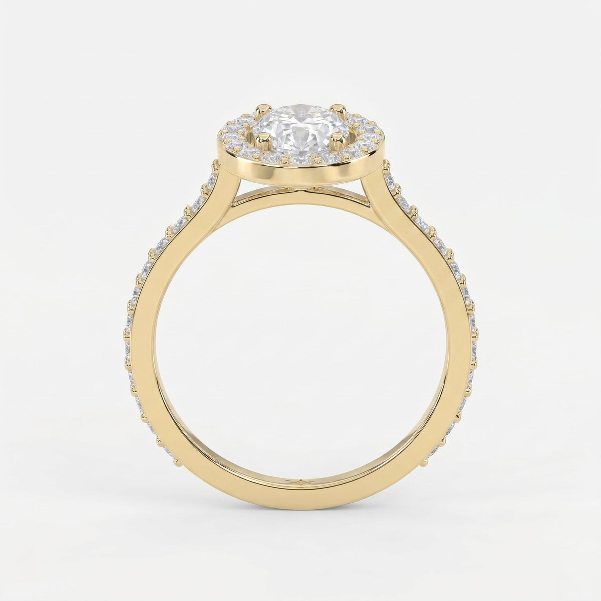 Elegant Oval Diamond Side Stone Pavé Engagement Ring, view 5