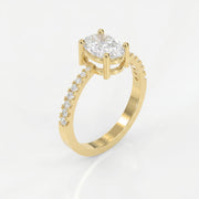 Oval Cut Diamond Side Stone Engagement Ring with Pavé Band, view 5