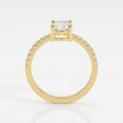 Oval Cut Diamond Side Stone Engagement Ring with Pavé Band, view 7