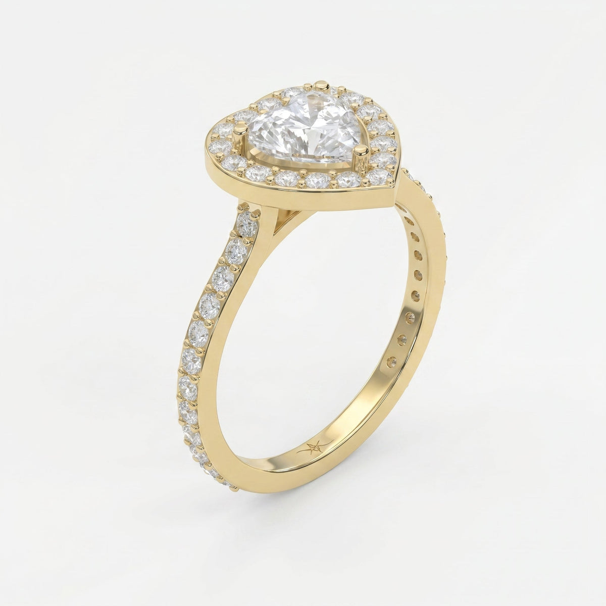 Heart Shape Diamond Halo Ring with Pavé Engagement Ring, view 5