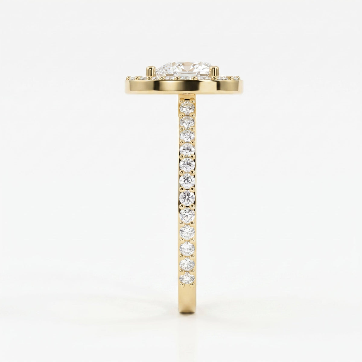 Heart Shape Diamond Halo Ring with Pavé Engagement Ring, view 6