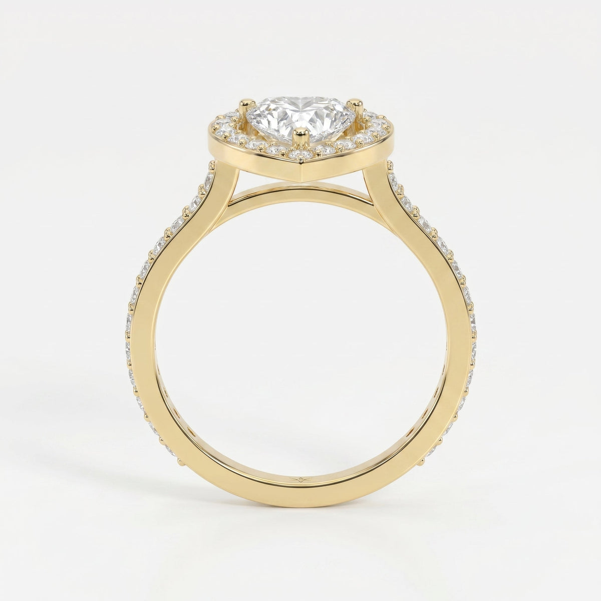 Heart Shape Diamond Halo Ring with Pavé Engagement Ring, view 7