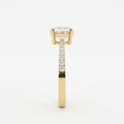 Elegant Round Cut Diamond Side Stone Ring with Pavé Band, view 4