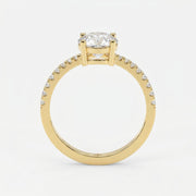 Elegant Round Cut Diamond Side Stone Ring with Pavé Band, view 5
