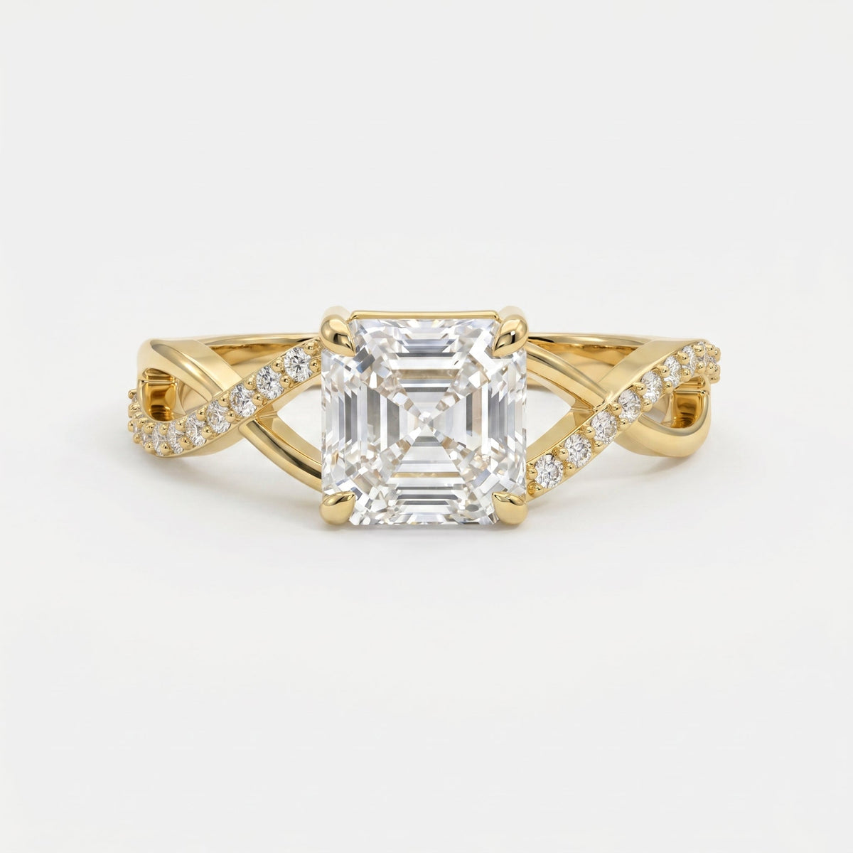 Eterna Twist Asscher Ring, view 1