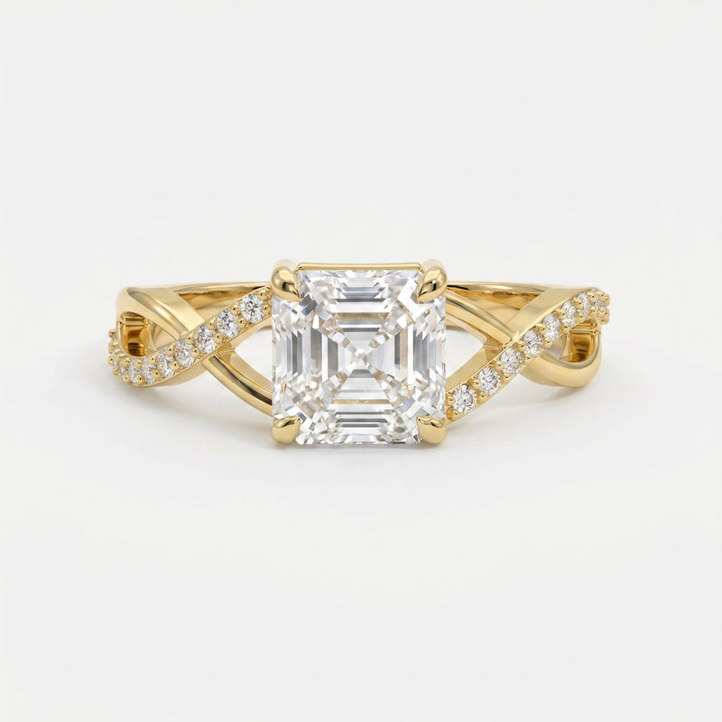 Eterna Twist Asscher Ring, view 1