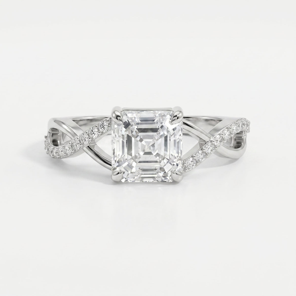 Eterna Twist Asscher Ring, view 3