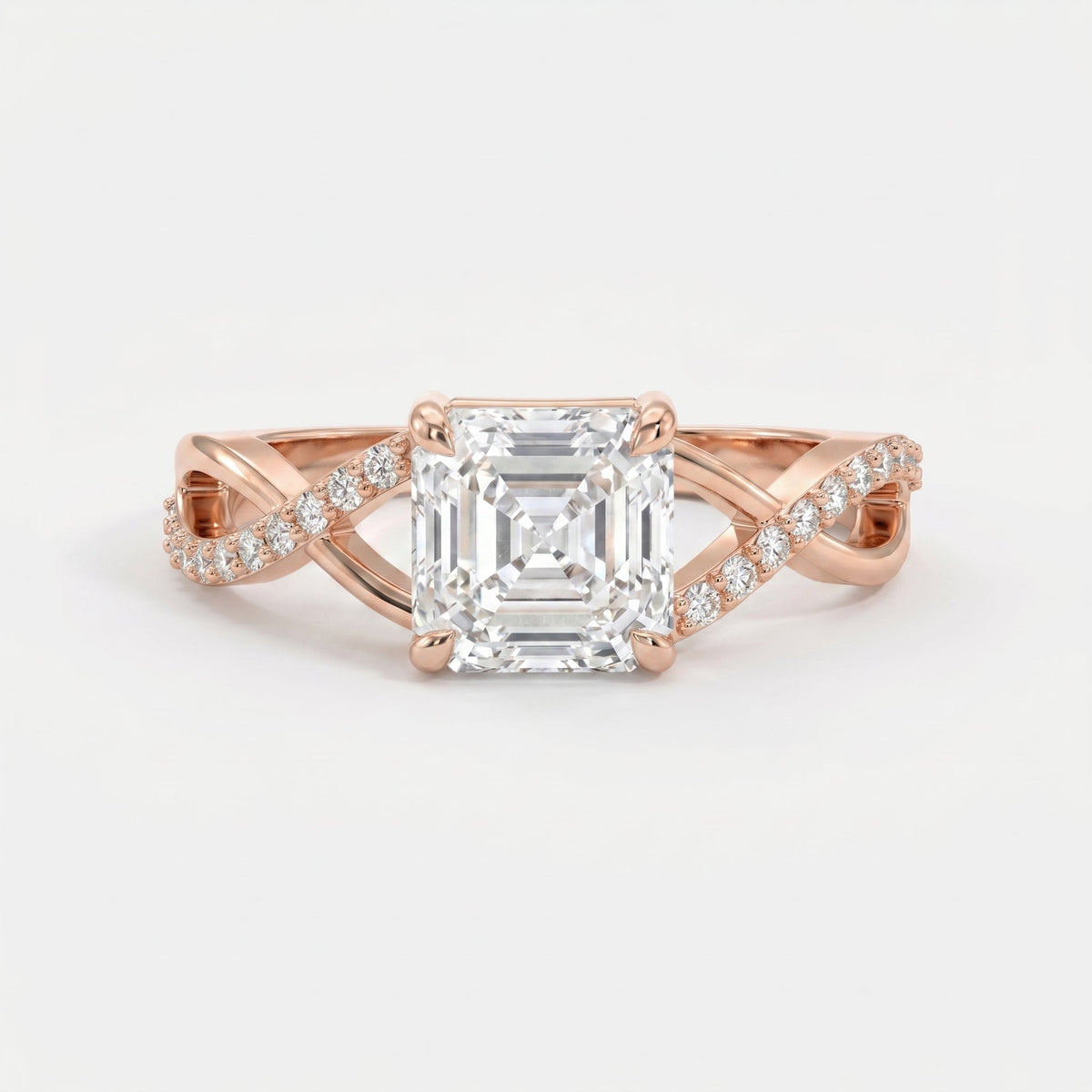 Eterna Twist Asscher Ring, view 4
