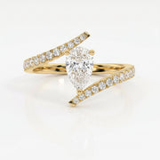 Elegant Pear-Cut Diamond Bypass Side Stone Engagement Ring, view 1