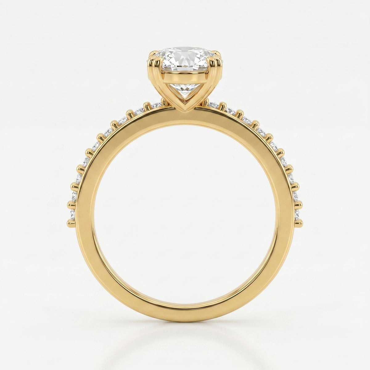Cushion Cut Diamond Pave Side Stone Engagement Ring, view 6
