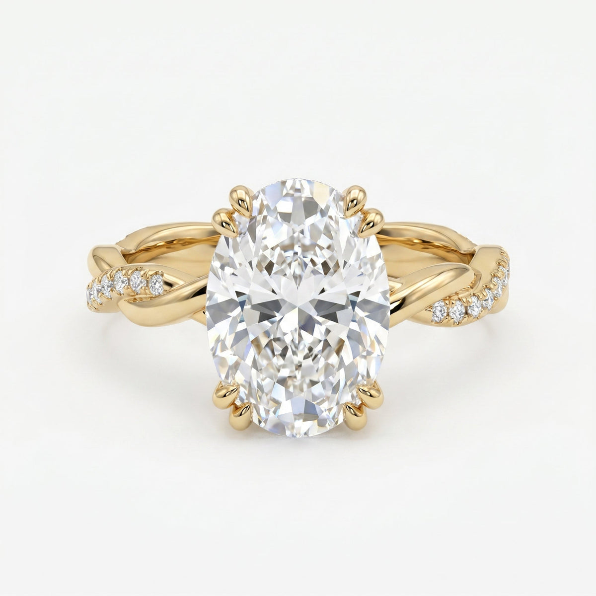 Oval Cut Diamond Round Accent Side Stone Engagement Ring, view 1