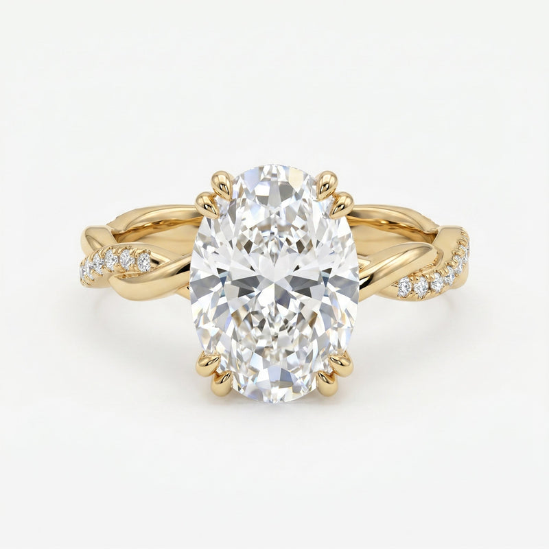 Oval Cut Diamond Round Accent Side Stone Engagement Ring, view 1