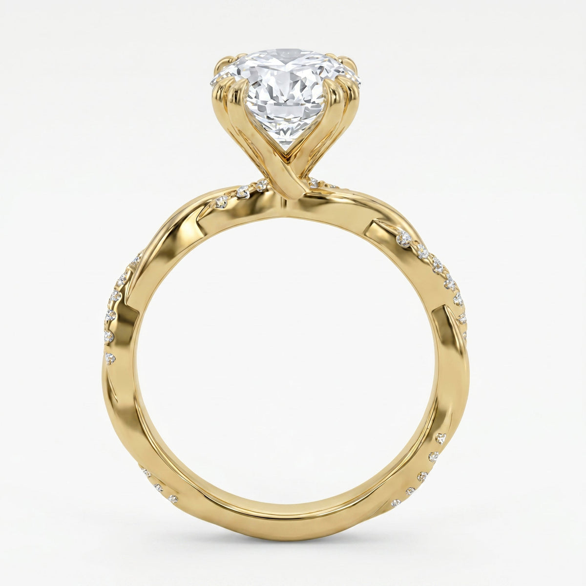 Oval Cut Diamond Round Accent Side Stone Engagement Ring, view 3