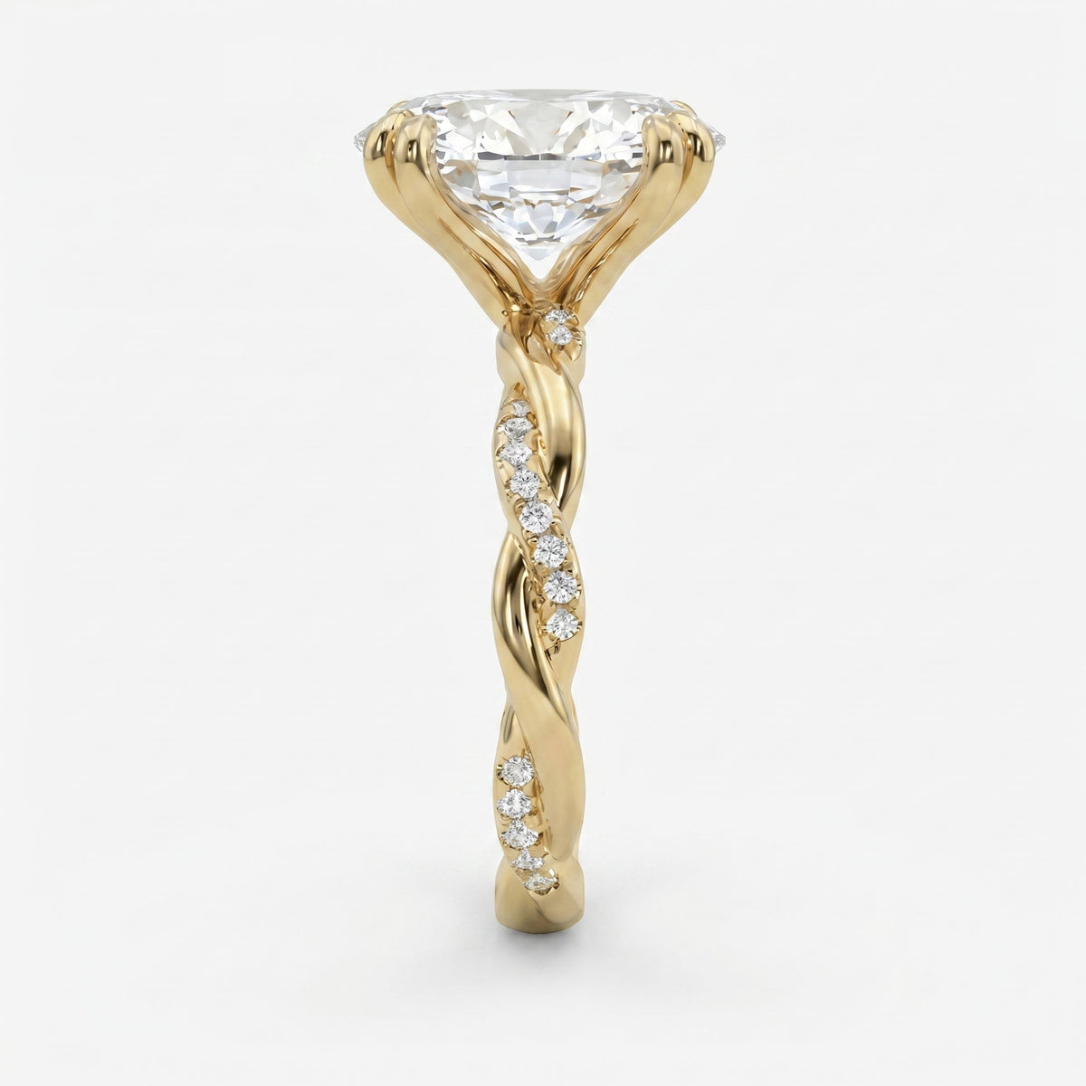 Oval Cut Diamond Round Accent Side Stone Engagement Ring, view 4