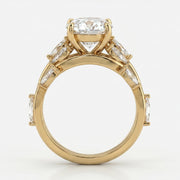 Oval Diamond Engagement Ring Nature Inspired Marquise Leaf Side Stone Ring, view 6