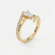 Elegant Pear-Cut Diamond Bypass Side Stone Engagement Ring, view 3