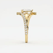 Elegant Pear-Cut Diamond Bypass Side Stone Engagement Ring, view 4