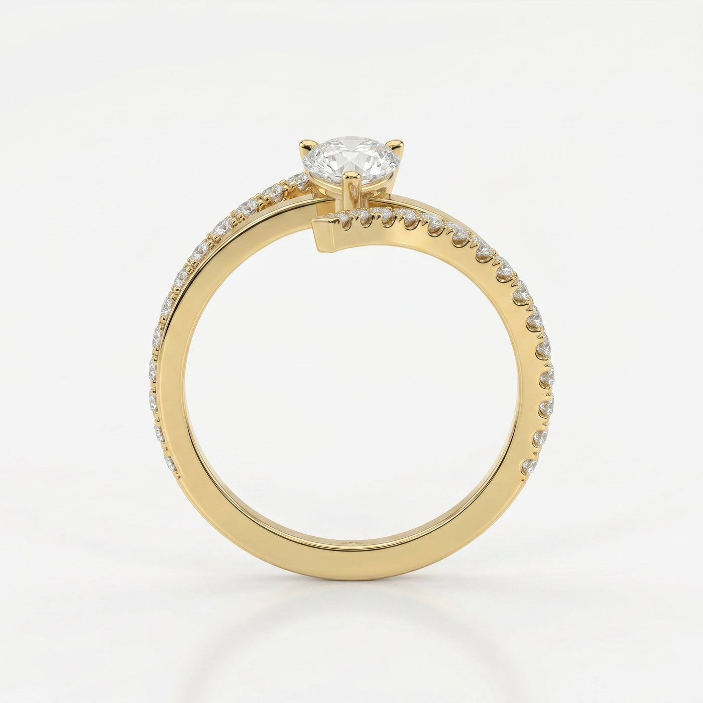 Elegant Pear-Cut Diamond Bypass Side Stone Engagement Ring, view 5
