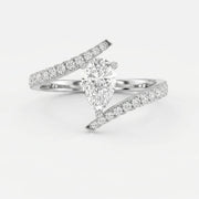 Elegant Pear-Cut Diamond Bypass Side Stone Engagement Ring, view 6