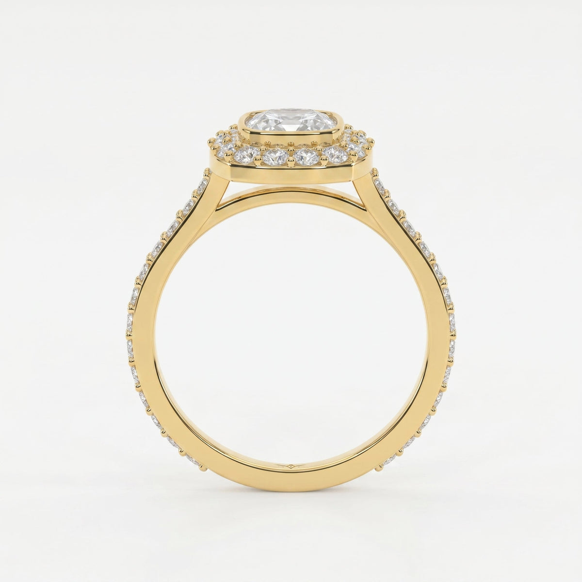 Cushion Shape Round Brilliant Side Stone Engagement Ring, view 5