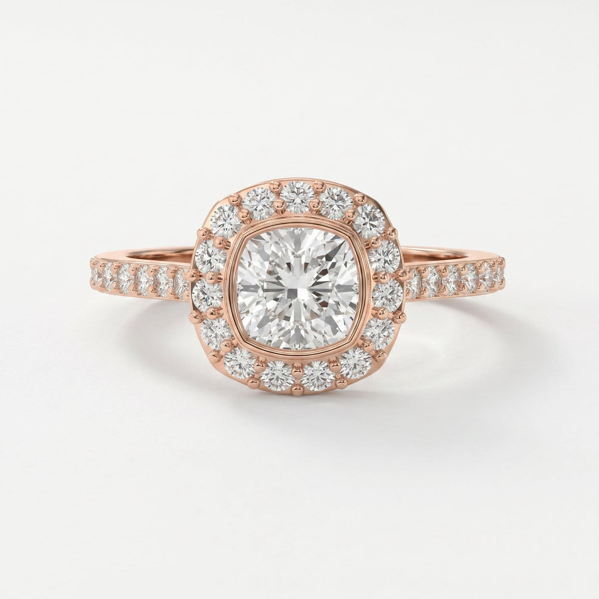Cushion Shape Round Brilliant Side Stone Engagement Ring, view 7